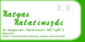 matyas malatinszki business card